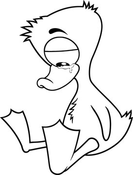 recommend clip art: Black And White Ugly Duckling Cartoon Character Crying. Vector Illustration Isolated On White Background