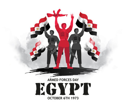 vector illustration. Egypt holiday. Memorial Day Egypt. 6 October 1973 Armed forces day. translation from arabic: Armed forces day EgyptDay 