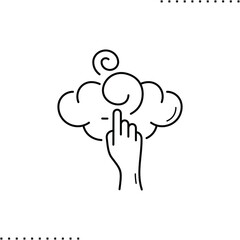 hand and cloud, database access vector icon in outlines