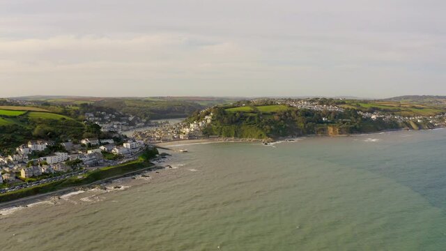 The Coastal Town of Looe in Cornwall UK Seen From The Air in the Summer