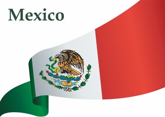 Flag of Mexico, United Mexican States. Bright, colorful vector illustration.