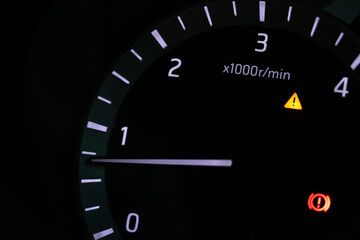 Speedometer scoring number speed interface. Information indicator panel in the car.