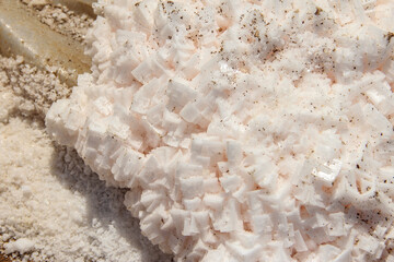 salt mining closeup of salt cristal