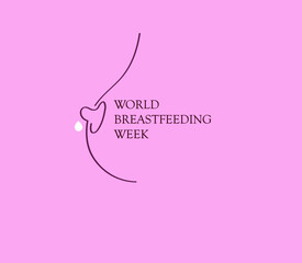World breastfeeding week concept 1-7 August. Happy mothers day. Lactation. Vector illustration. pink background