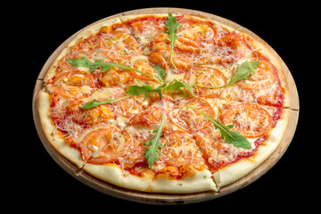 Traditional Italian pizza margarita with cheese and tomatoes