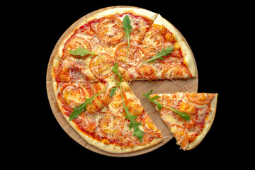 Traditional Italian pizza margarita with cheese and tomatoes