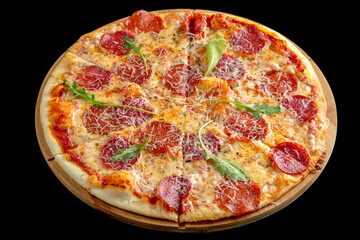 Traditional Italian pepperoni pizza.