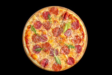 Traditional Italian pepperoni pizza.