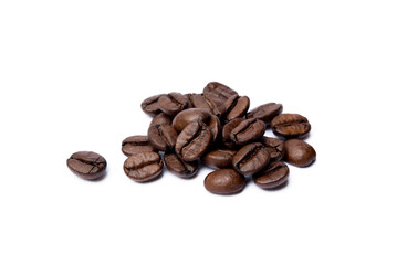 Roasted coffee beans isolated on white background