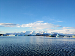 Incredible natural landscape largest glacier on the island in Iceland in winter