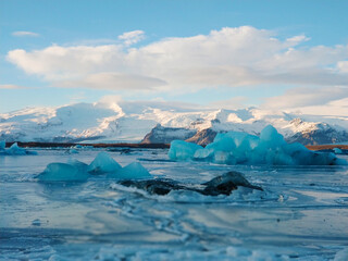 Obraz premium Incredible natural landscape largest glacier on the island in Iceland in winter