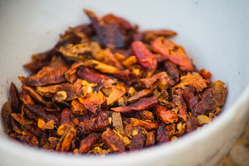 ground hot cayenne in a bowl