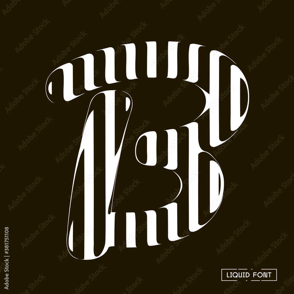 Fototapete b letter formed by parallel lines. a letter made of glass through which lines are visible that are d
