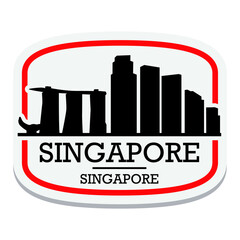 Fototapeta premium Singapore Label Stamp Icon Skyline City Design Tourism.
