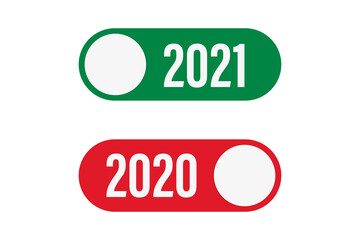 2021 happy new year . Vector icon on white background. Start button 2021 year and off 2020 .