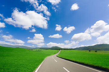 草原の中の一本道