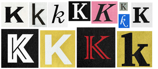 Paper cut letter ik Newspaper cutouts collage Scrapbooking crafting