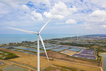 wind turbine farm near coastline in south of Thailand