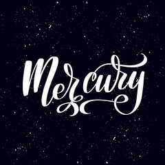 Mercury. Isolated inscription. Planet Mercury for print, school textbook