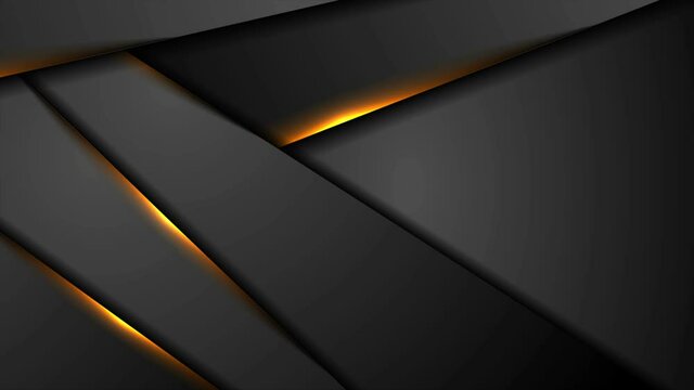 Black abstract corporate motion background with fiery orange glowing light