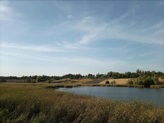 A beautiful autumn rural landscape. A sunny day. Landscape in the countryside