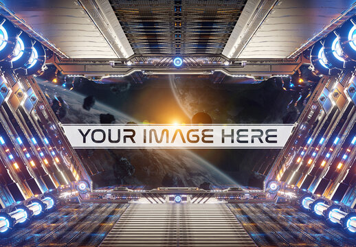 Spaceship with Window Mockup
