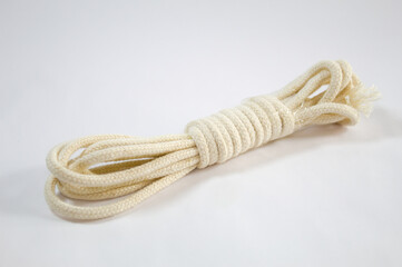 Coiled rope with white background