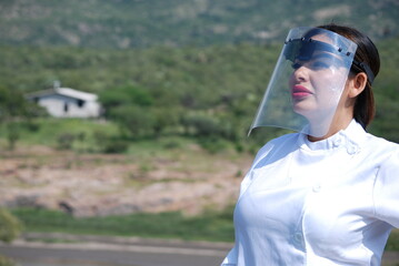 Naklejka premium Nurse at the mountains