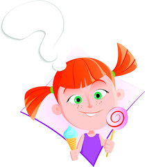 Cartoon girl face emotion expression avatar 