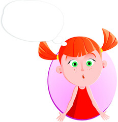 Cartoon girl face emotion expression avatar 