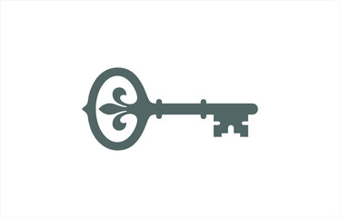 Antique key vector illustration isolated on white.