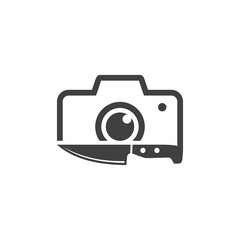 Camera knife logo design vector