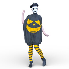 ハロウィンコスチュームの女性