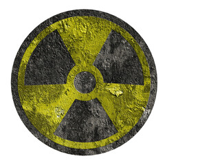 Textured radiation logo. The concept of radioactive pollution of the environment. 3D rendering.