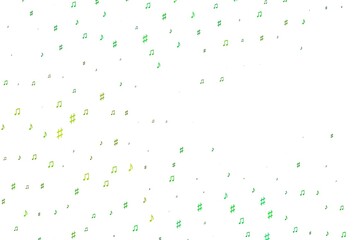 Light Green, Yellow vector pattern with music elements.