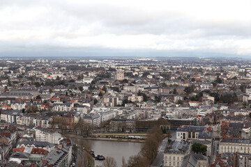Naklejka premium Aerial view of Nantes, France