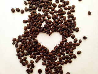 isolated heart shaped coffee beans