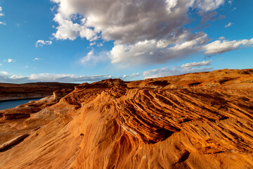 Rock crevice lines converging at the top , The Chains, Page, Arizona, USA