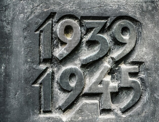 1939 - 1945 - Memorial for Second World War. Numbers of beginning and end of global military conflict