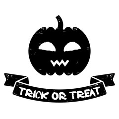 Trick or treat halloween ribbon with pumpkin. Festival illustration for print