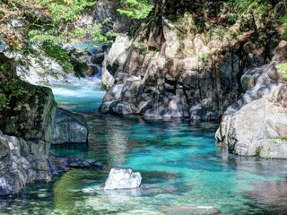 初秋の阿寺渓谷