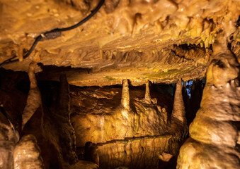 Interior photos of a stalactite cave in Franconian Switzerland in southern Germany