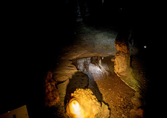 Interior photos of a stalactite cave in Franconian Switzerland in southern Germany