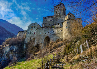 Fototapeta na wymiar Shot of the Sand in Taufers castle in the Tyrolean Alps, Italy