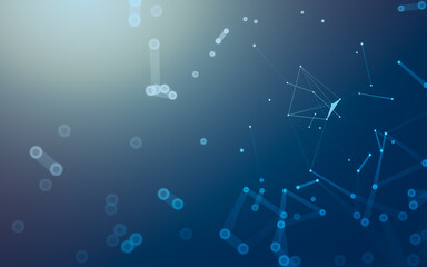 Fototapeta premium Abstract background. Molecules technology with polygonal shapes, connecting dots and lines. Connection structure. Big data visualization.