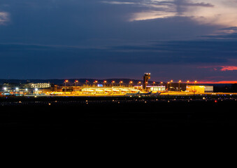 Night picture of the airport of Nuremberg in southern Germany