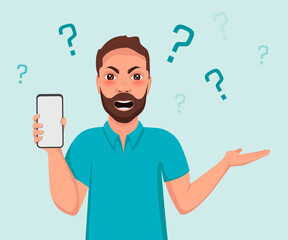 Bewildered Successful beard businessman character. Business concept illustration.