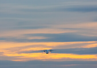 A commercial aircraft takes off from Nuremberg Airport in southern Germany