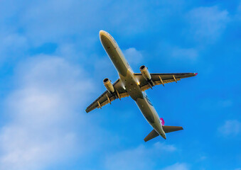 A commercial aircraft takes off from Nuremberg Airport in southern Germany