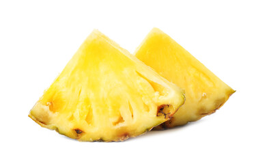 Slices of fresh pineapple isolated on white
